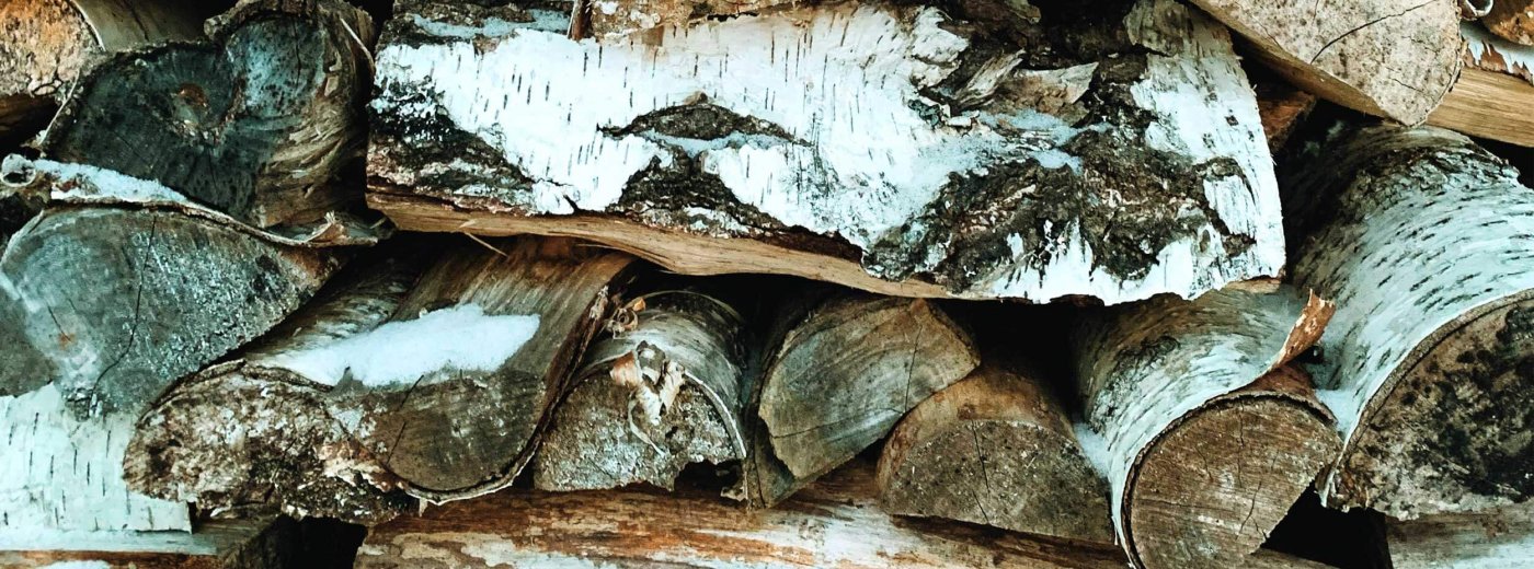 Wood stack with birch wood